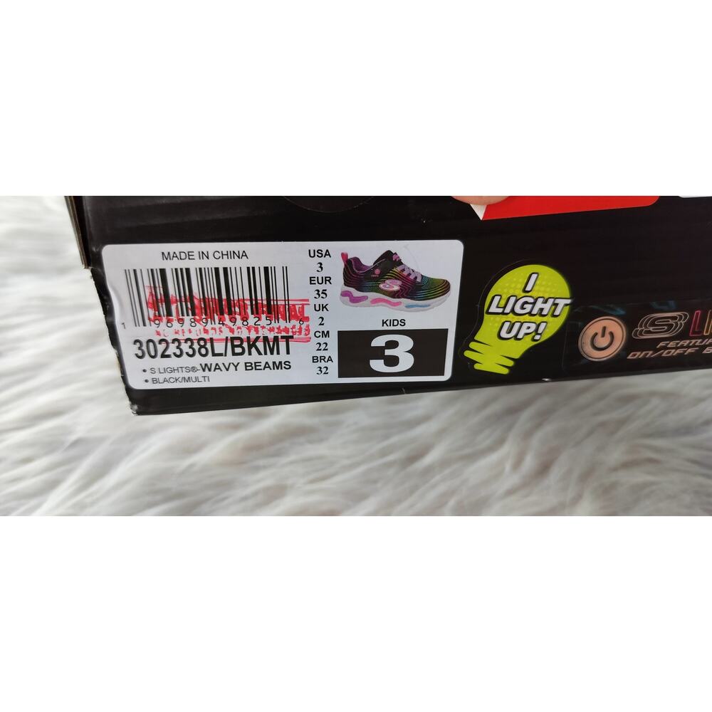 3911) Skechers Kid's S Lights : Wavy Beams Black Multicolor Shoes Size US 3 - Picture 9 of 9